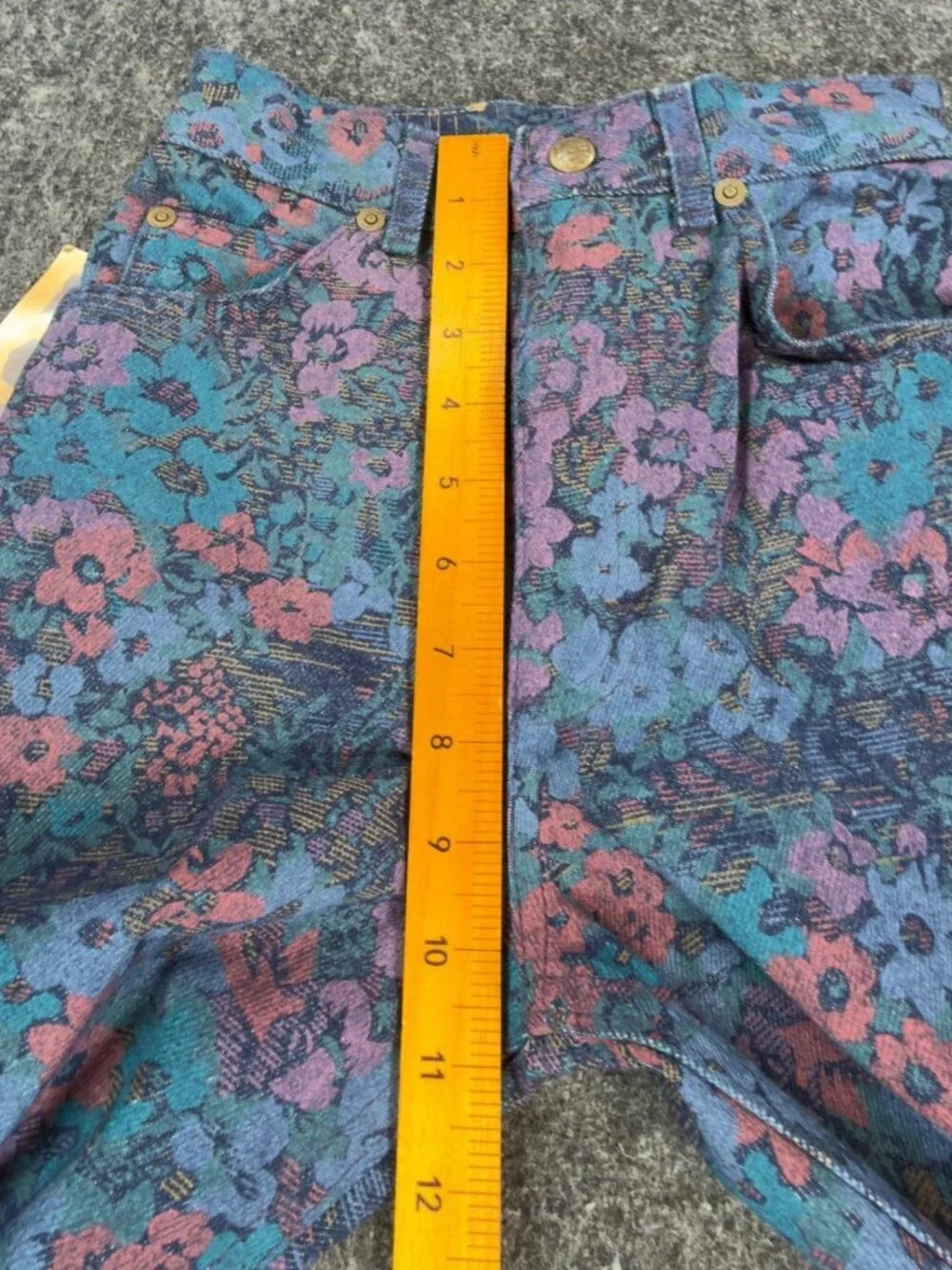 Lee Riders Floral Jeans Girls 12 Slim Blue Pink Cotton Vintage NWT 90s